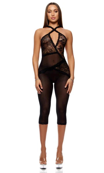 Patch of Petals Lace Capri Catsuit by Forplay