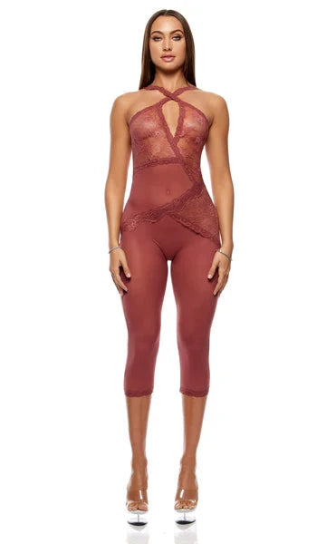 Patch of Petals Lace Capri Catsuit by Forplay