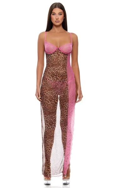 Animal Instincts Sheer Mesh Nightgown & Thong by Forplay