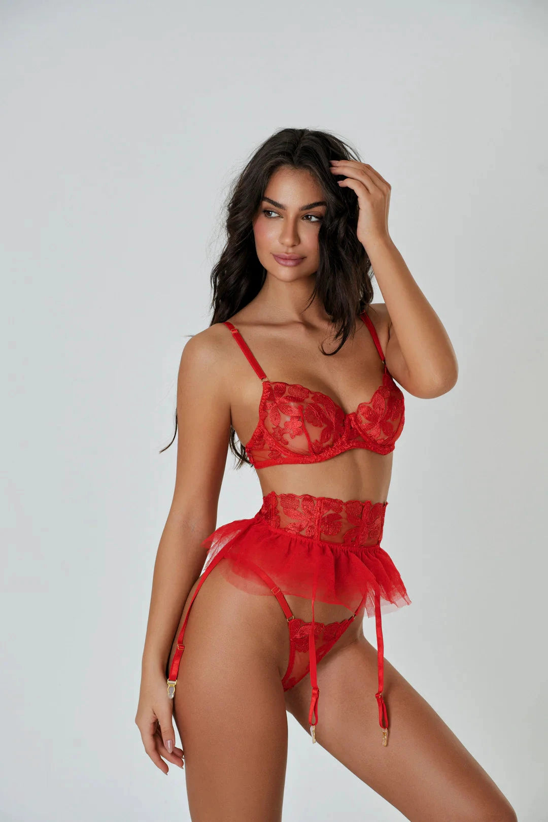 Belle Embroidered 3 Piece Set by Très Sûr Lingerie