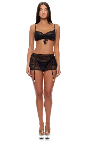 Layer of Seduction Layered Lace Bra & Garter Skirt Set by Forplay