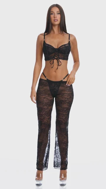 Layer of Seduction Layered Lace Longline Bra & Pants Set by Forplay