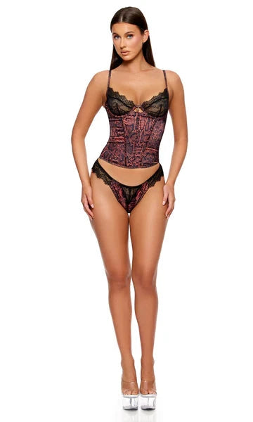 Second Skin Snake Satin Bustier Set by Forplay