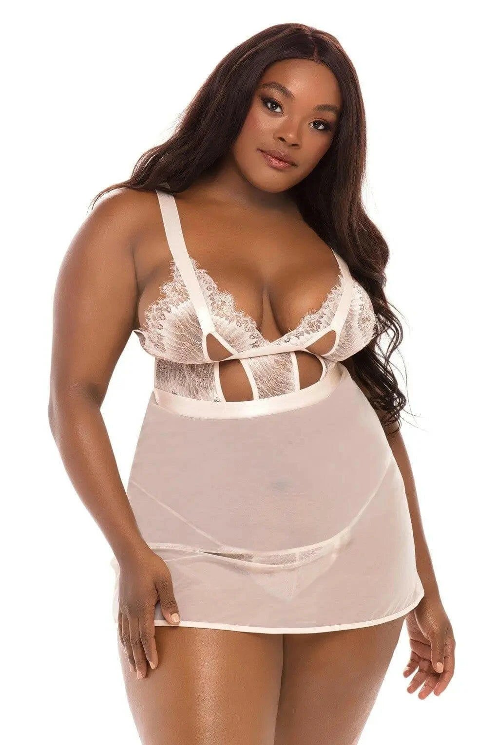 Janet Eyelash Lace and Mesh Babydoll Set by Oh La La Cheri