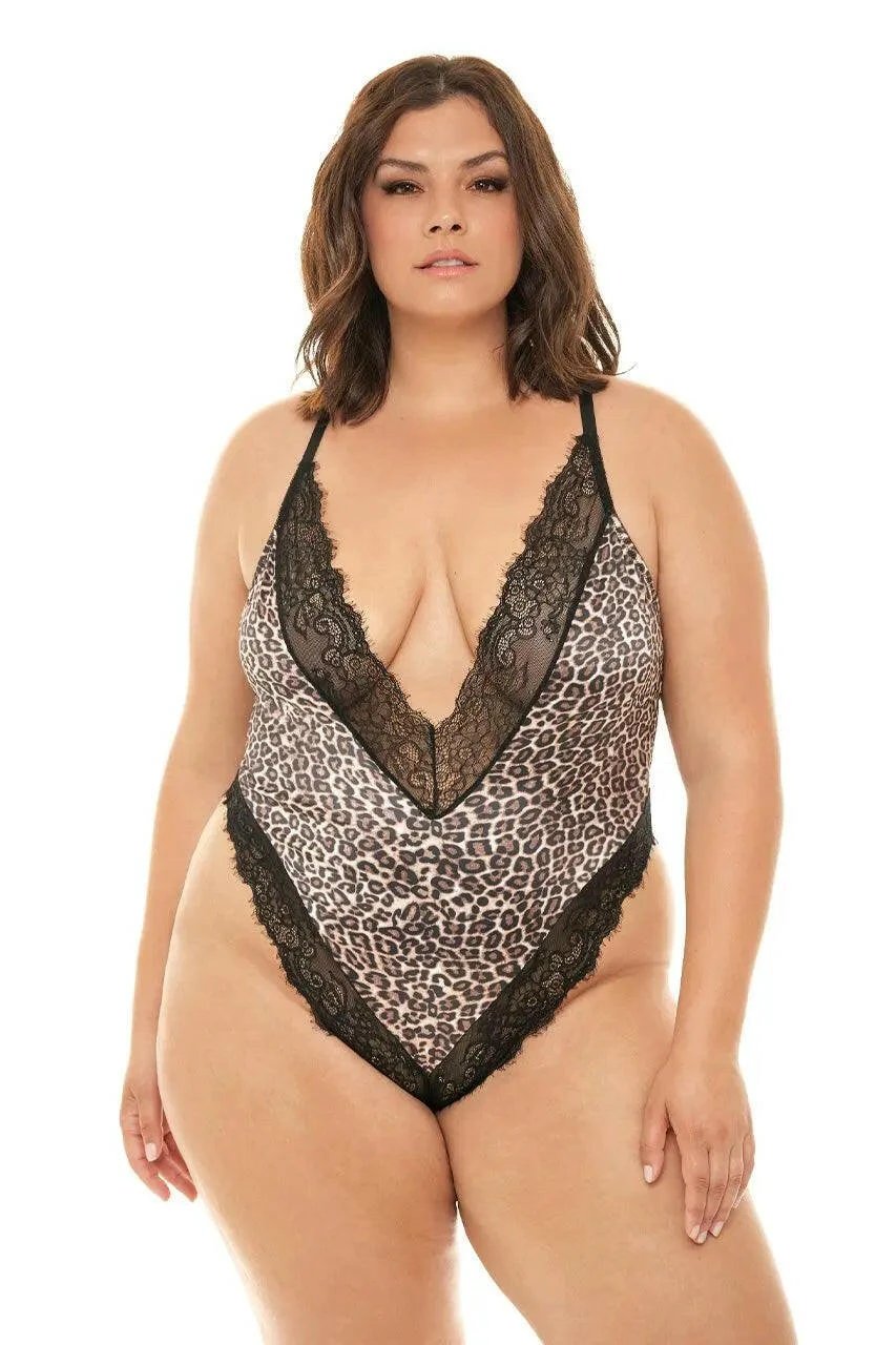 Jolene Leopard Print Satin Teddy by Oh La La Cheri