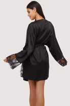 Eleanor Black Satin & Embroidery Robe by Playful Promises