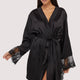 Eleanor Black Satin & Embroidery Robe by Playful Promises