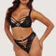 Eleanor Black Strappy Embroidery Balconette Bra by Playful Promises