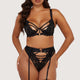 Eleanor Black Strappy Embroidery Thigh Harness by Playful Promises