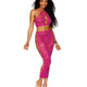 Seamless Bodystocking with Knitted Large Rose & Fishnet Pattern by Dreamgirl