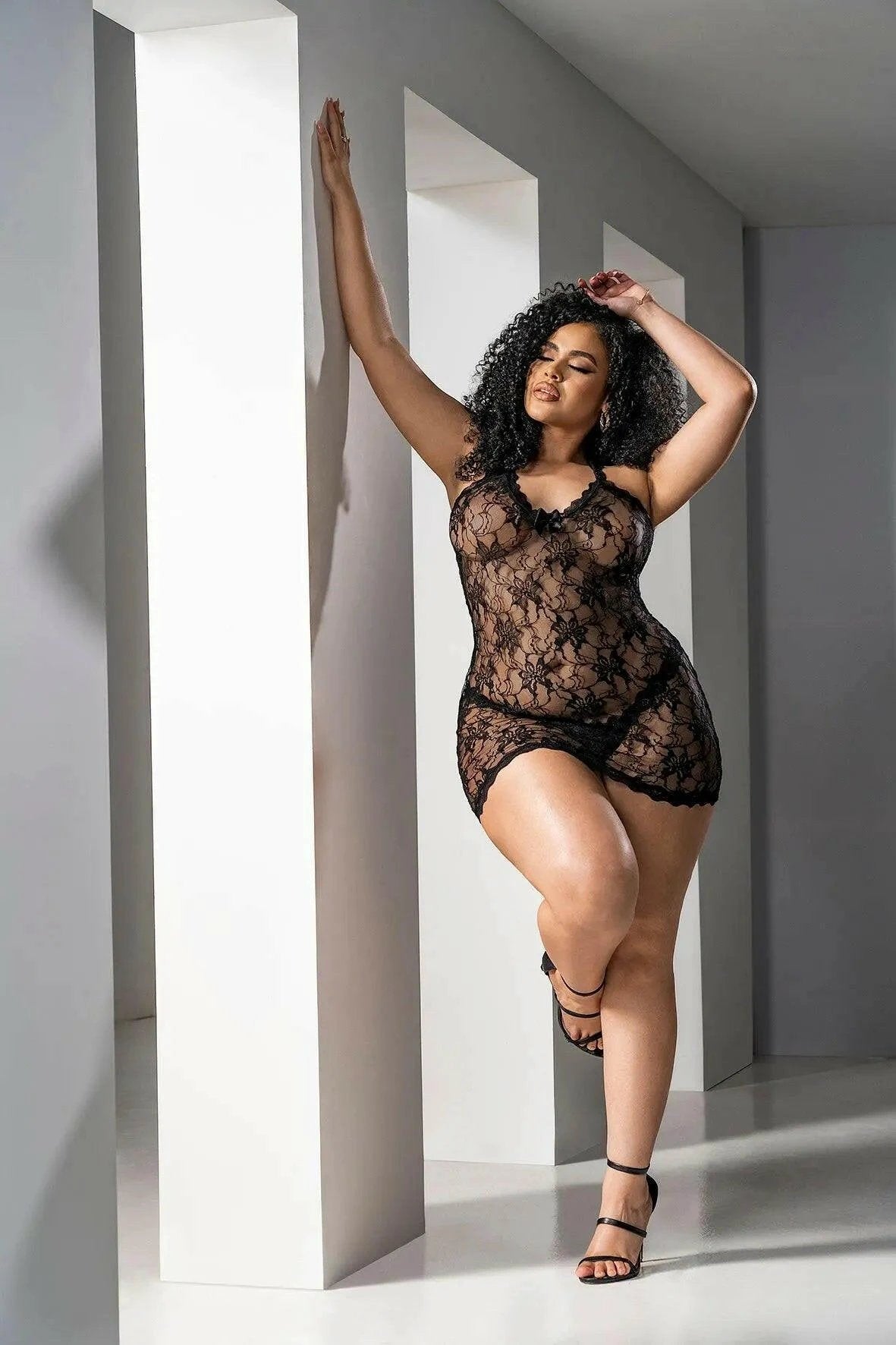 Sheer Floral Lace Babydoll by Mapalé