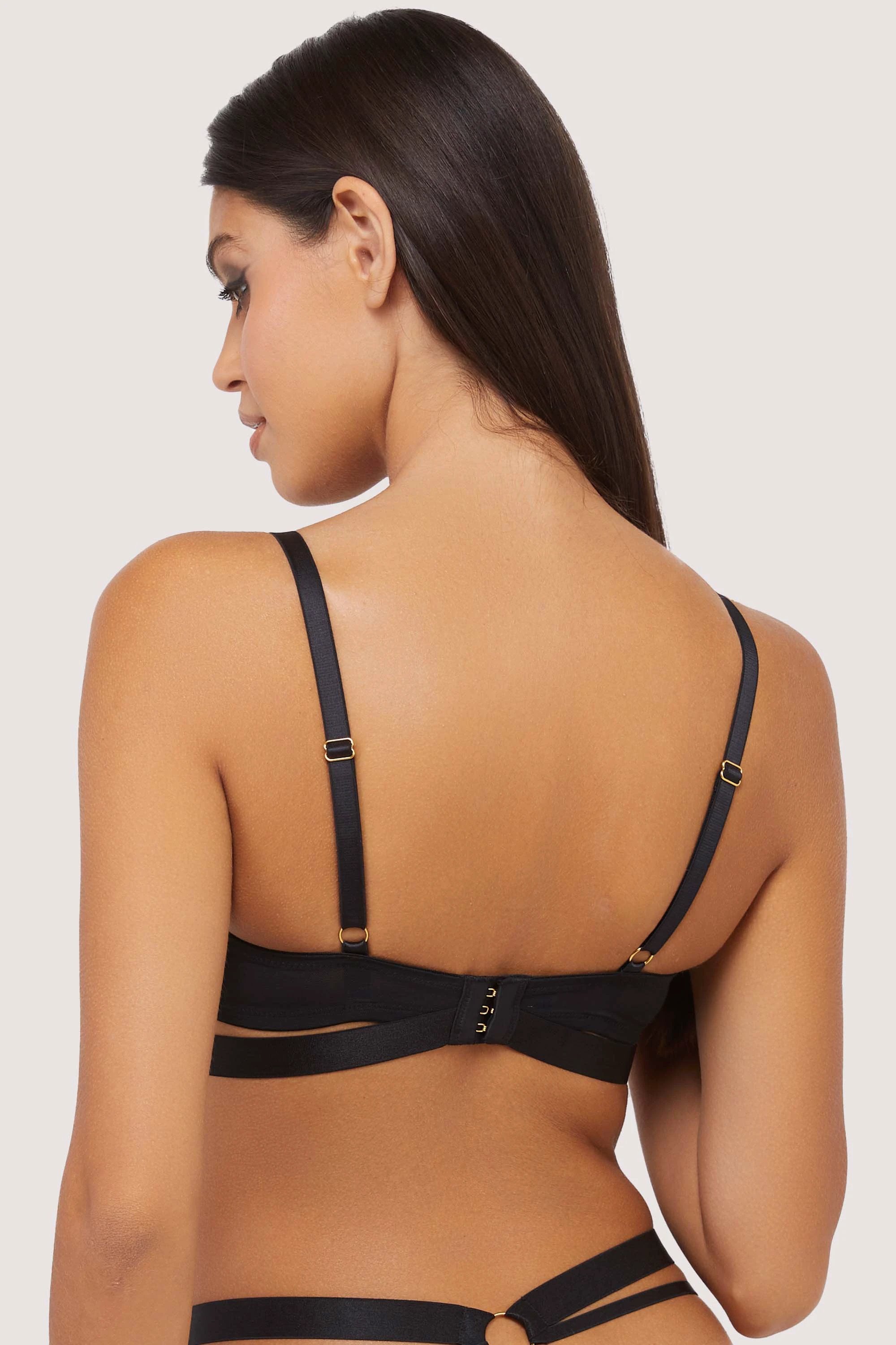 Alexa Black Mesh Overlay Thick Strap Bra by Wolf & Whistle