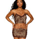 Leopard Printed Stretch Satin Camisole & Mini-Skirt Set with Lace & Chain Details by Dreamgirl