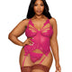 Floral Lace & Mesh Bustier & G-String Set by Dreamgirl