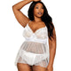 Satin, Stretch Lace & Diamond Mesh Babydoll & Panty Set by Dreamgirl