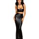 Stretch Faux-Leather & Eyelash Lace Bra & Garter Panty Set by Dreamgirl