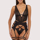 Kali Black Mesh Cut Out Suspender by Wolf & Whistle