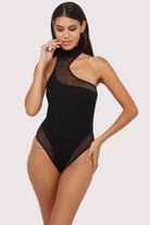 Lola Black Asymmetric Mesh & Jersey Body by Wolf & Whistle